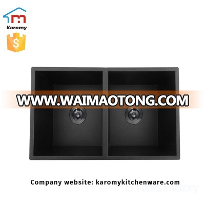 304 stainless steel undermount double bowl black sink for kitchen