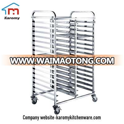 Bakery equipment stainless steel Single and double line tray rack trolley, bread cooking rack